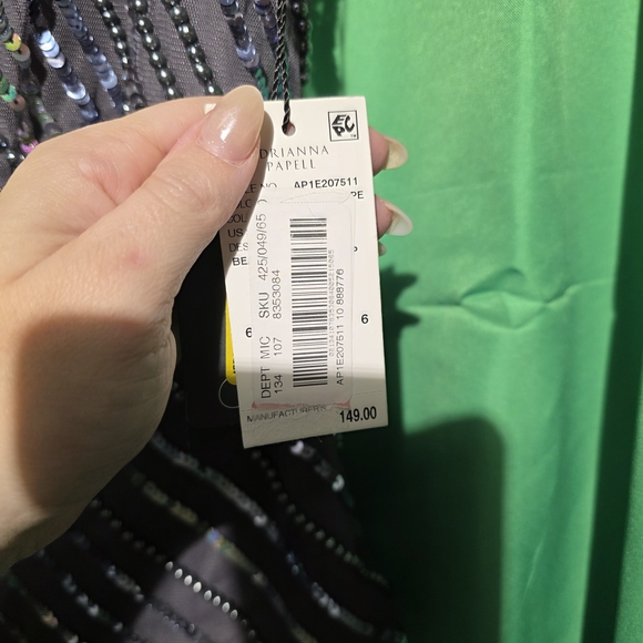 Adrianna Papell Black and Silver Sequin Blouse NWT Size 10 - 20 PTP - 24 Length - Picture 4 of 5